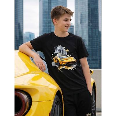 Chlapčenské tričko Sport Car s krátkym rukávom čierna