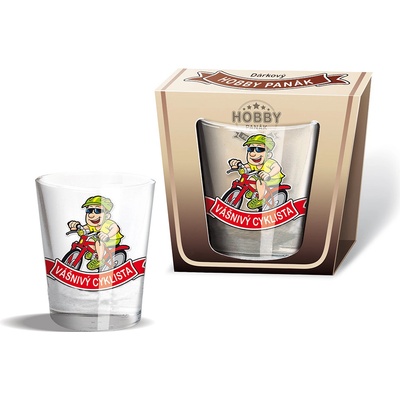 Nekupto Hobby skleněný dárkový panák Vášnivý cyklista 40 ml