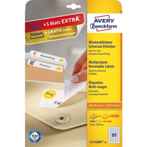 AVERY L4732REV-25 35, 6x16, 9mm прибиращ се етикет 2400pcs (L4732REV-25)