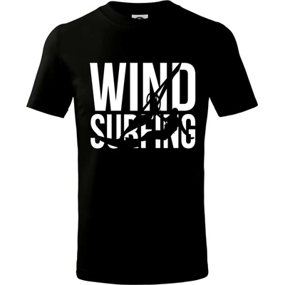 Windsurfing nápis tričko dětské bavlněné černá