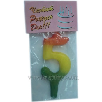 Image 1 of Свещ за рожден ден с форма на цифрата 5
