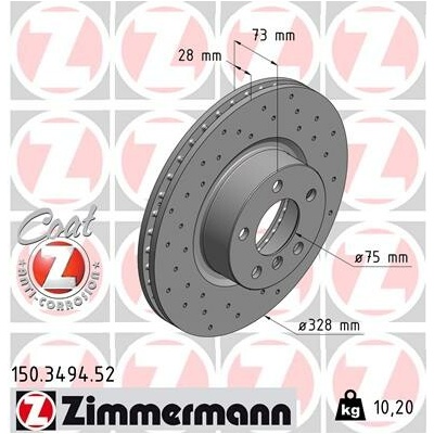 Brzdový kotúč ZIMMERMANN 150.3494.52 (150349452)
