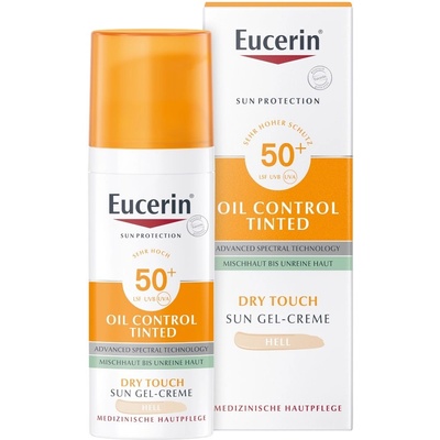 Eucerin Oil Control ochranný krémový gel na opalování na obličej SPF50+ světlý 50 ml