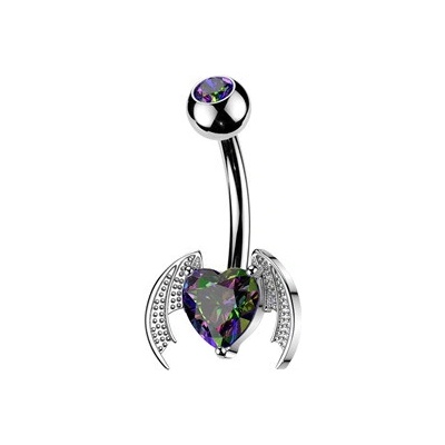 Šperky4U Piercing do pupíku okřídlené srdce WP0125-VM