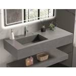 Inter Ceramic Мивка за баня PIETRA / ICL 12049/120G LEFT, стенен монтаж, кварц, сив, 120x50x18см (12049/120G LEFT)