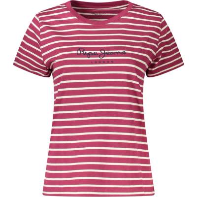 Pepe Jeans 8447166980951 pruhované tričko biela tmavočervená