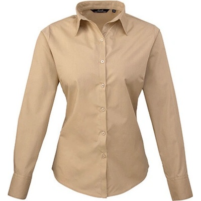 Premier Workwear dámská košile s dlouhým rukávem PR300 Khaki