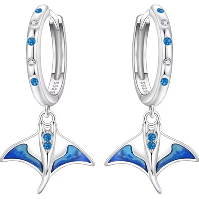 GRACE Silver Jewellery Stříbrné visací náušnice Manta - stříbro 925/1000 E-OTE4316/391 Modrá