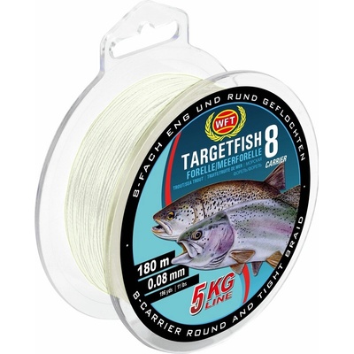 WFT Splietaná Šnúra Targetfish 8 Meerforelle Forelle Polopriehľadná - 0,15 mm 12 kg 180 m