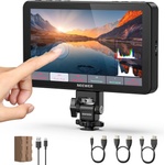 NEEWER F700 7" Camera Field Monitor - 2000nit HD 1920 x 1080 IPS Touchscreen with 3D LUT - 4K HDMI Loop In/Out with Peak Focus DSLR Video Assist HDR Waveform - 5200mAh Battery and Cable - 10104821 (10104821)