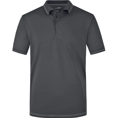 James & Nicholson polokošile JN 569 žerzejová elastická krátký rukáv pánská COT-020569k8501 šedá grafitová/bílá