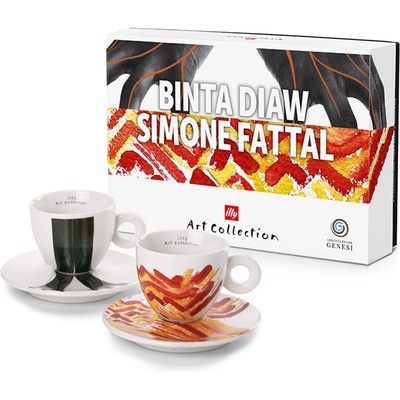 illy Art Collection 2024 GENESI (Binta Diaw, Simone Fattal) чаши за еспресо с чинийки 2 x 60 мл