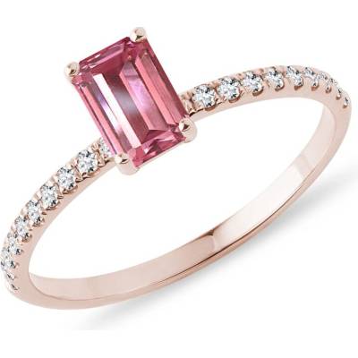 Klenota Prsteň z ružového zlata s turmalínom a diamantmi k0752024