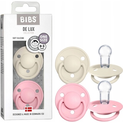 Bibs De Lux silikon 2 ks Ivory baby / pink