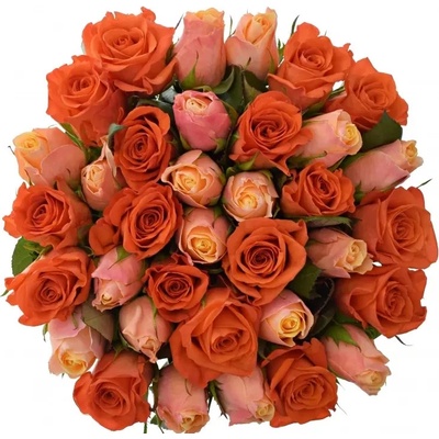 Kytice 35 míchaných růží ORANGE CANDRA 60cm