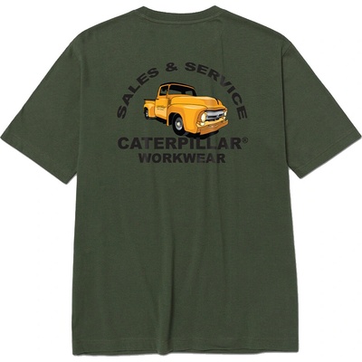 Caterpillar Graphic Car zelené pánské triko pohodlné moderní krásný potisk CAT