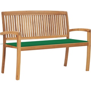 vidaXL Стифираща градинска пейка с възглавница, 128, 5 см, тик масив (3063284)
