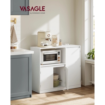 VASAGLE Kuchyňská skříňka CUSTOS s pracovní deskou a elektrickou zásuvkou 90 x 90 x 40 cm bílá – Zboží Dáma