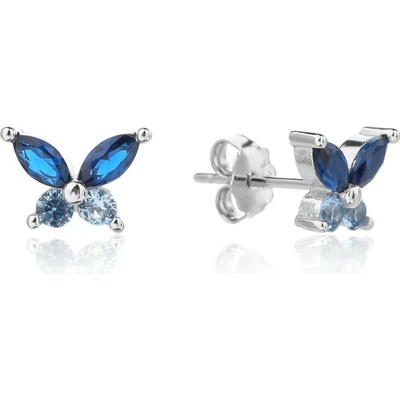 Jan Kos jewellery Stříbrné náušnice s modrým zirkonem MHT-27