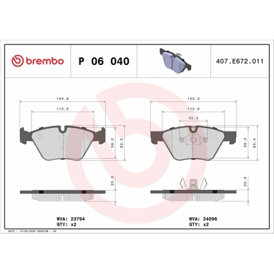 BREMBO Sada brzdových doštičiek P 06 040X