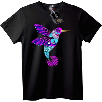 NOONEBRAND Тениска с ярък колибри - 7XL, Black