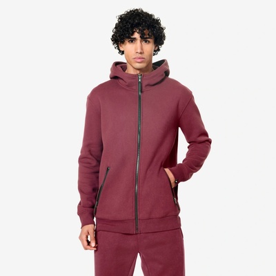 DOMYOS fitness mikina na zip s kapucí fialová