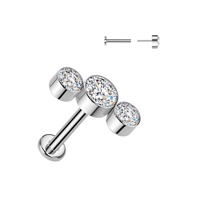 Šperky4U Piercing do brady PUSH IN labreta TITAN, barva: čirá TIT1651-C
