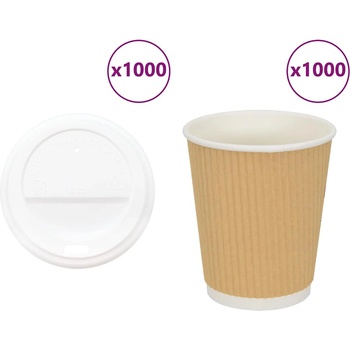 vidaXL хартиени чаши за кафе с капачки 1000 бр. 8oz 200ml (3325224)