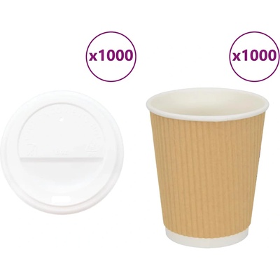 vidaXL хартиени чаши за кафе с капачки 1000 бр. 8oz 200ml (3325224)