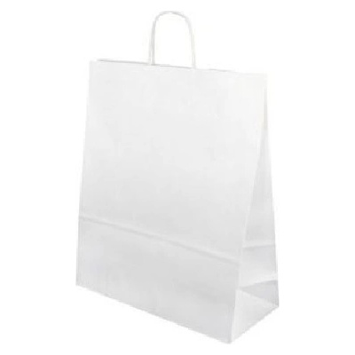 Papírová taška 320x120x410 mm cena za: Svazek 25 ks tašek, Barva: Bílá rýhovaná