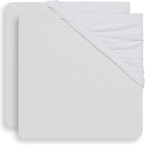 Jollein Бебешки чаршаф с ластик Jollein - Jersey, 60 x 120 cm, 2 броя, бял (560311) - baby