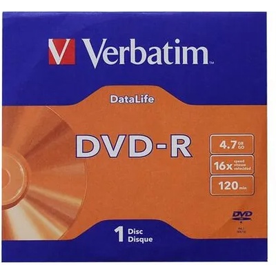 Verbatim DVD-R, 4.7 GB, 16x, AZO покритие, в картонена кутия (043844 / 50)