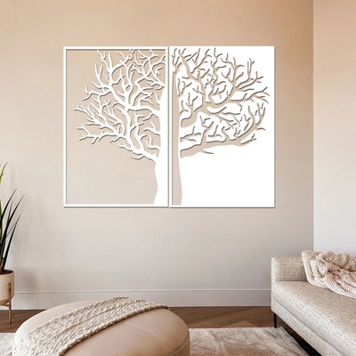 dřevo života Dřevěný strom na zeď DUALITY Zvolte barvu dekoru: Bílá, Rozměry (cm): 40x30