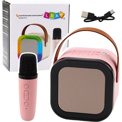 Karaoke reproduktor s mikrofónom K12 RGB Bluetooth ružový
