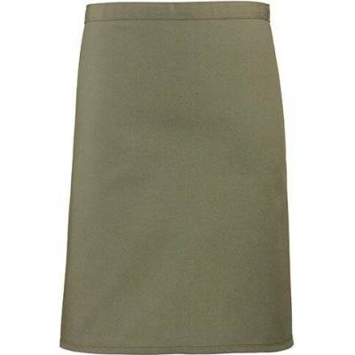 Premier Workwear Středně dlouhá keprová zástěra do gastro provozu Olivová 70 x 50 cm PW151