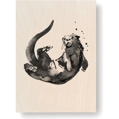 Obrázek na dřevěné kartě Otter 10x15 cm Teemu Järvi Illustrations