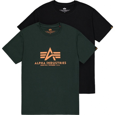 Alpha Industries Basic Big Logo T-Shirt 2Pack Black/Dark Petrol - dvojbalenie