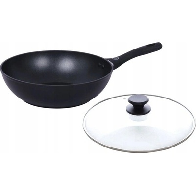 Wok pánev MG Home 28 cm černá s poklicí, nepřilnavý povrch, indukce