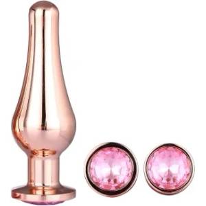 DreamToys Комплект от 3 бр. анални разширители с кристал Gleaming Love розово злато