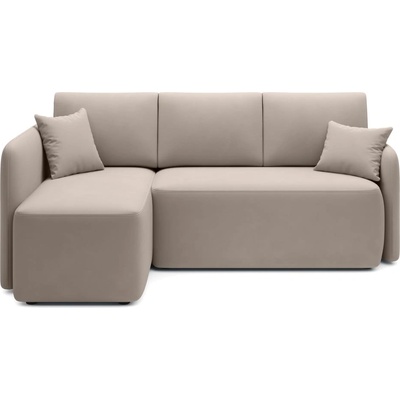 Eltap Бежов кадифен разтегателен ъглов диван с място за съхранение (ляв ъгъл) Hadson - ELTAP (CO-HAD-LT-18SO)