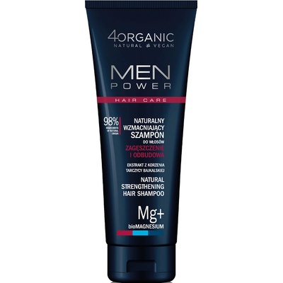 4organic Men Power prírodný Šampón Zahusťovanie a obnova 250 ml