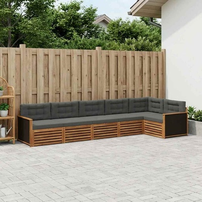 vidaXL Комплект дивани за открито 6 pcs Натурален и Антрацит (3383405)