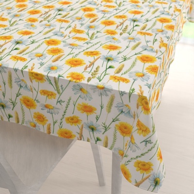 Biante Dekoračný obdĺžnikový obrus PML-104 Biele a žlté margaréty na bielom 100x160 cm
