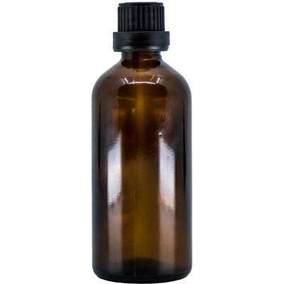 Bewit Lahvička skleněná hnědá lesklá kapátko černý uzávěr 100 ml
