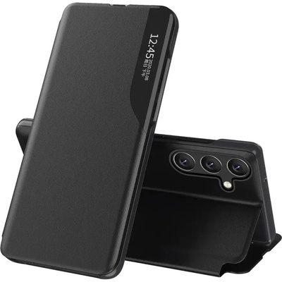 HQWear Калъф View от еко кожа за Samsung Galaxy S24 FE с флип и стойка - черен (5907769368578)
