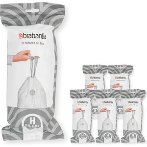 Brabantia Торбички за кош Brabantia PerfectFit Touch/Push/Big Bin 1005573, Размер H, 50-60 л, 120 броя, Бял (1005573)
