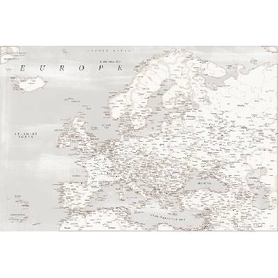 Plagát, Obraz - Rustic detailed map of Europe, Blursbyai, 40 × 26.7 cm
