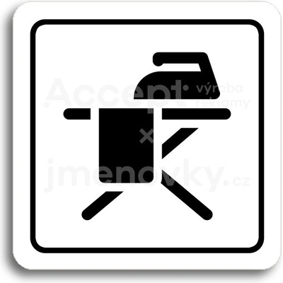 ACCEPT Piktogram žehlení prádla - bílá tabulka - černý tisk