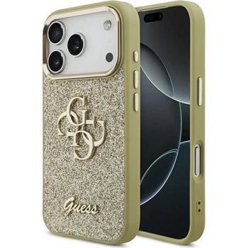 GUESS Калъф Guess Fixed Glitter Big 4G Metal Frame за iPhone 17 Pro - златен