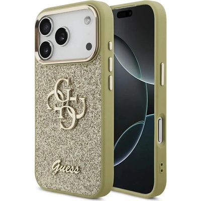 GUESS Калъф Guess Fixed Glitter Big 4G Metal Frame за iPhone 17 Pro - златен